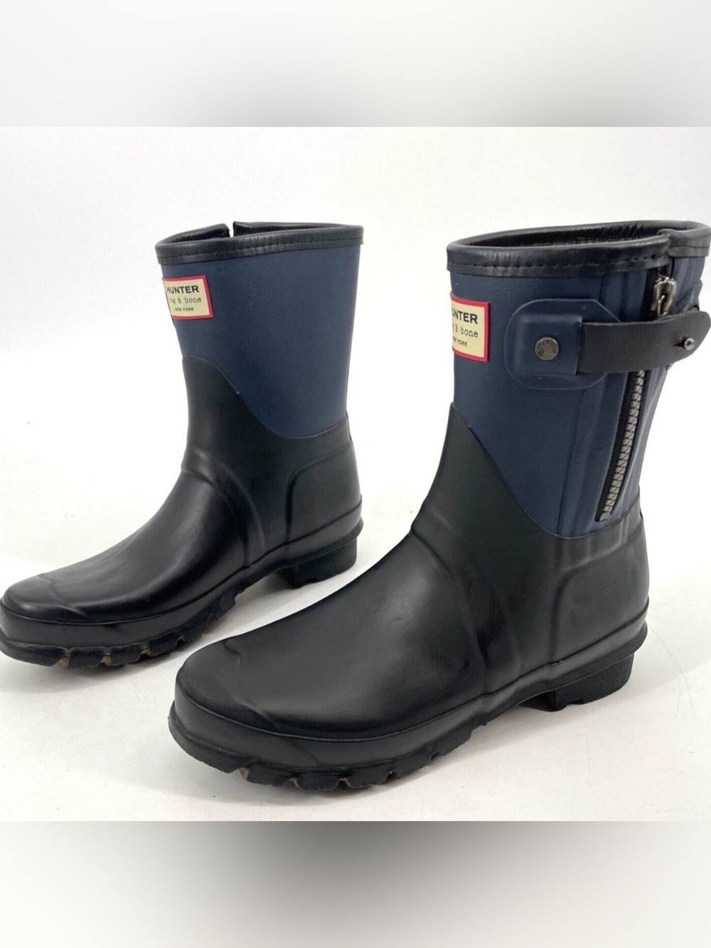 Rag and bone x Hunter boots Navy and Black Short Waterproof Rain Boots unique.